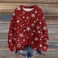 thumbnail image 4 of WTOBBY Christmas Themed Women's Knit Sweater Top, Long Sleeve Round Neck Printed Pullover, Casual Holiday Fashion Wear for Seasonal Outfits,Wine M, 4 of 5