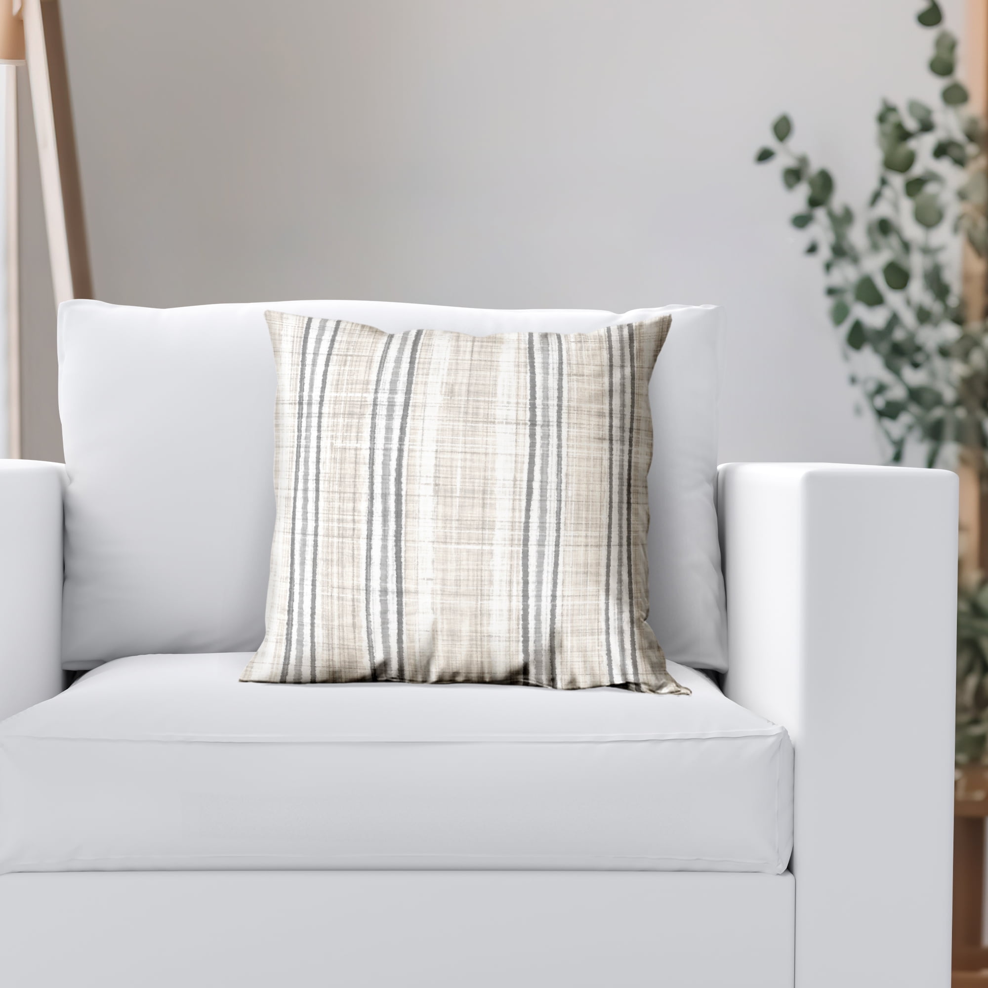 Americanflat 16"x16" Striped Pattern Throw Pillow with Premium Polyester - Cream