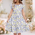 thumbnail image 2 of THDHVS Kids Dress,Delightful Short Sleeve Dress with Double Ruffle Sleeves for Girls Summer Casual Wear Special Day and Party,White Dress for Girls White J, 2 of 9