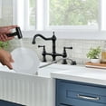thumbnail image 2 of Wowow Brass Kitchen Faucet with Side Sprayer, 8 Inch Centerset Bridge Faucet for Kitchen Sinks, 4 Hole Kitchen Faucet Bronze Vintage Farmhouse Kitchen Sink Faucet, Oil Rubbed Bronze Kitchen Faucet, 2 of 7