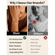 Silvora Elegant Heart Bracelet Women Sterling Silver Initial Letter N Bracelets Charms for Girlfriend Wife Mom