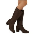 thumbnail image 6 of Knee High Boots Women Fashionable Casual Versatile Winter Suede Pointy Chunky Heel Solid Color High Boots Mid-Heel Knee-High Boots, 6 of 10