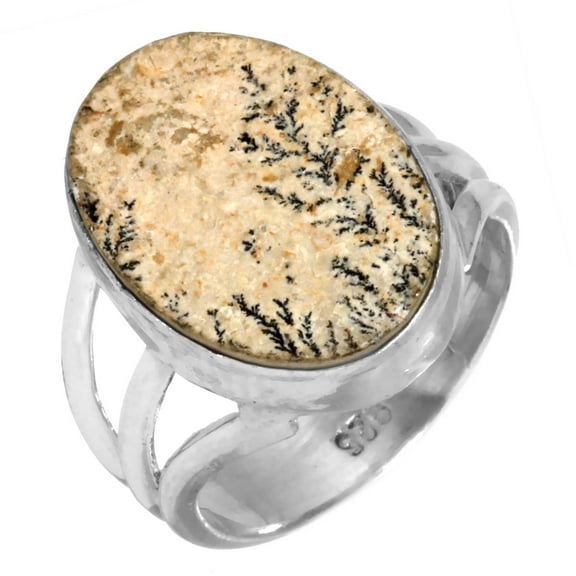 925 Sterling Silver Handcrafted Ring Germany Psilomelane Dendrite