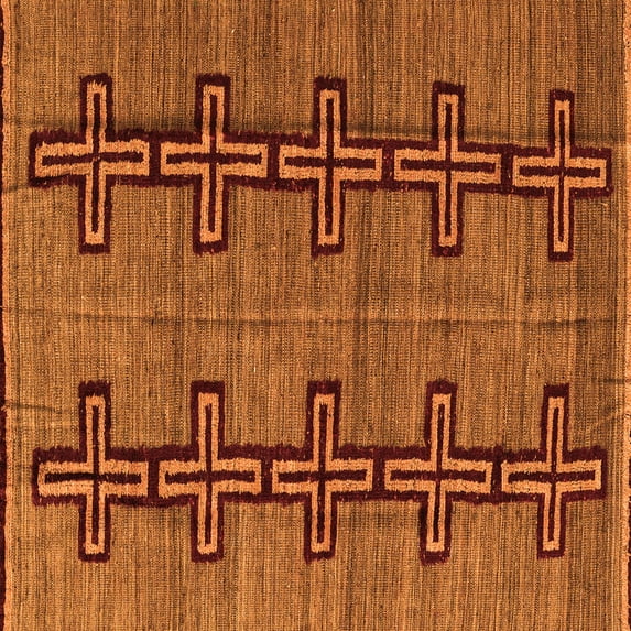Ahgly Company Indoor Square Oriental Orange Modern Area Rugs, 8' Square