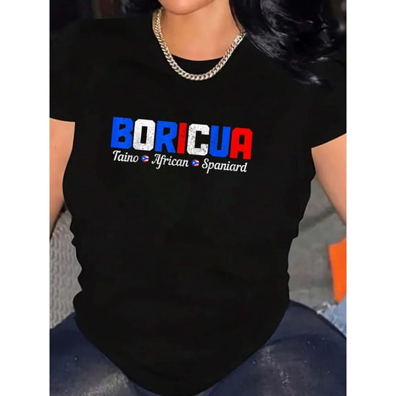 Boricua Puerto Rico Pride Puerto Rican Taino African Spanish T-Shirt Graphic Tee summer Tops For Women Round Neck Fashion Cotton shirts
