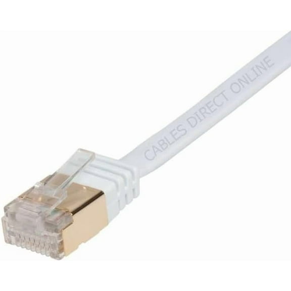 2-Pack White 25FT Flat CAT7 U/FTP Ethernet Cable 10Gbps High Speed Shielded Gold Plated RJ45 Patch Cord for Router, PC, Gaming, Smart TVs, PoE Devices, 10Gbps High-Speed Network