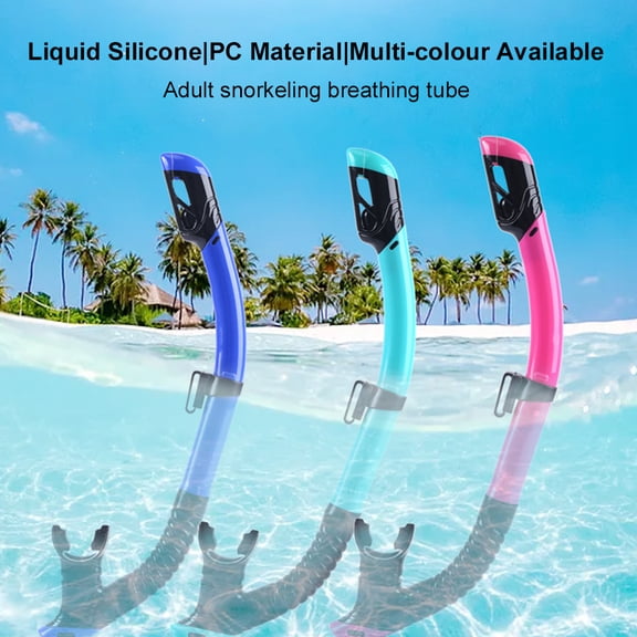 NFTIGB Full-Dry Adult Snorkel Breathing Tube Translucent Blue with Automatic Waterproof Valve and Silicone Mouthpiece 16.93 inches / 43.00 cm