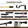 thumbnail image 5 of 1" Adjustable Curtain Rod,16"-28" Heavy Duty Black Curtain Rod with Classic Ball Finials,Ceiling Mounted Indoor/Outdoor Curtain Rods, 5 of 8