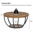 thumbnail image 5 of Resenkos Wooden Coffee Table, 2-Tier Round Central Cocktail Table with Shelves,Brown, 5 of 5