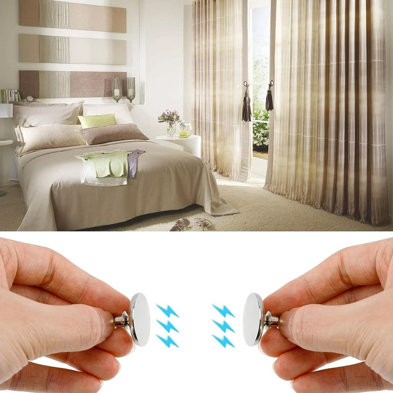 Curtain Magnets Closure for Drapes, Round Magnetic Curtain Clips Metal  Holdback Button to Prevent Lights from Leaking, Detachable Drapery Weights  Magnet for Home Bedroom Draperies 