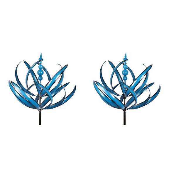 2X Wind Spinner Metal Windmill 3D Powered Sculpture Lawn Solar Spinners Yard and Garden Decor,B