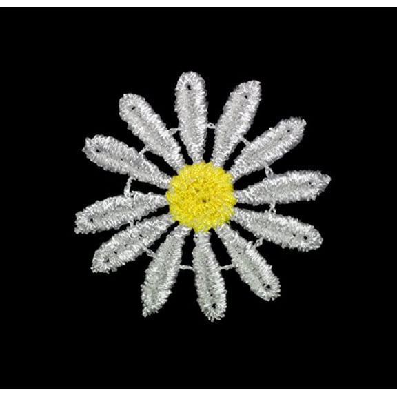 Altotux 2" Daisy Flower Venice Lace Applique Patch Off-White Yellow by 6 pieces