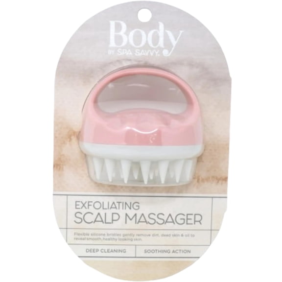 Spa Savvy Exfoliating Scalp Massager, Handheld Head and Temple Scrubber Brush for Deep Cleaning and Soothing Action