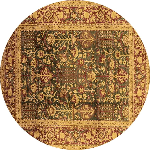 Ahgly Company Indoor Round Oriental Brown Industrial Area Rugs, 5' Round