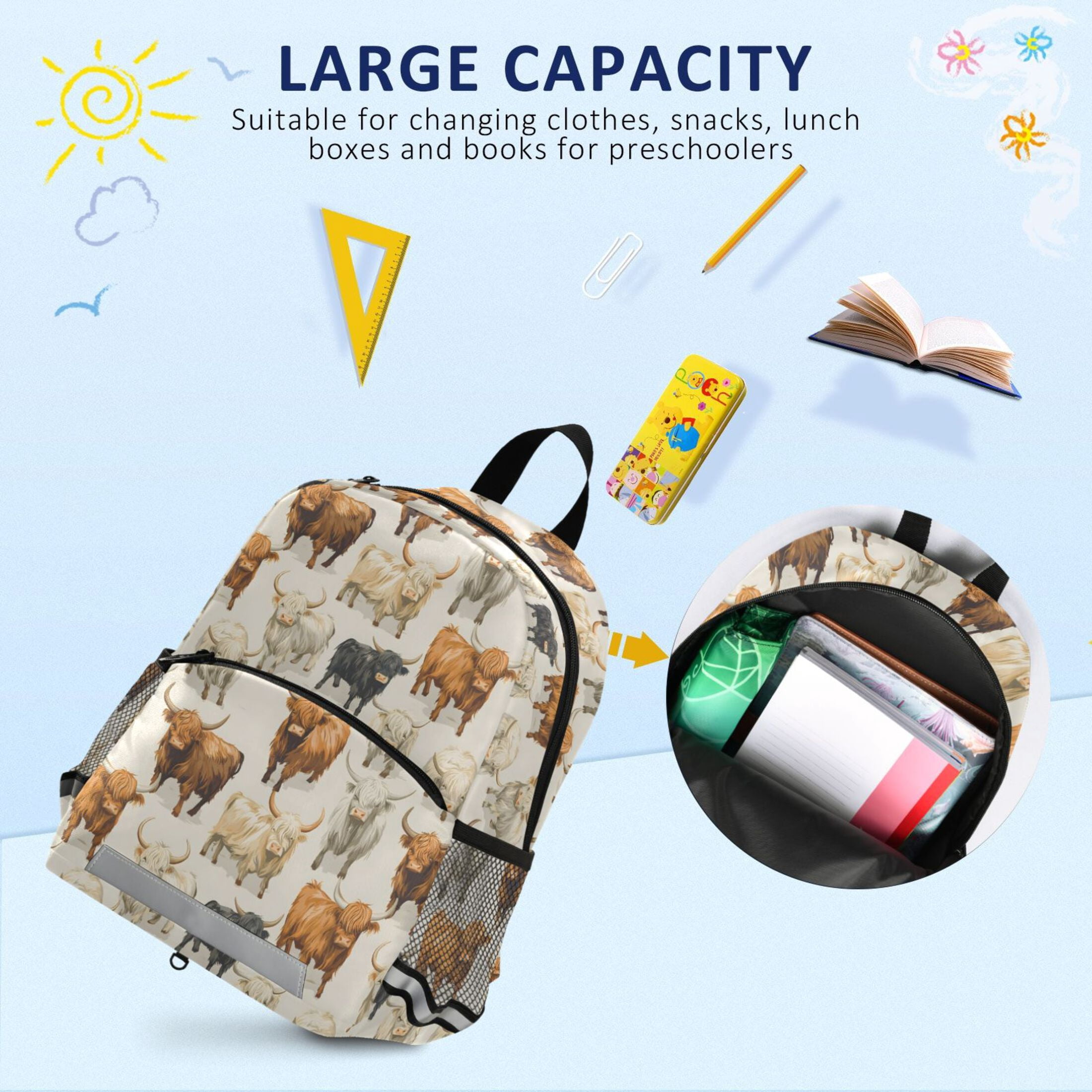 ALAZA Highland Cows School Backpack Elementary Student Bookbag