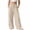 Beige, variant on hoksml Girls Solid Color Wide Leg Pants, Kids Elastic Waist Drawstring Trousers with Pockets, Casual Vacation Pants