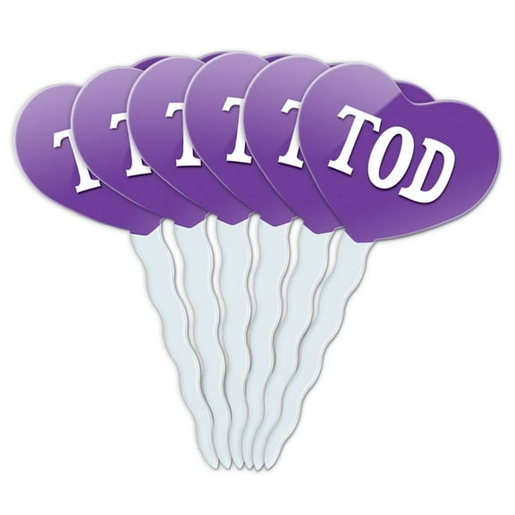 Tod Heart Love Cupcake Picks Toppers - Set of 6