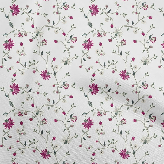 oneOone Cotton Cambric White Fabric Floral Sewing Craft Projects Fabric Prints By Yard 56 Inch Wide
