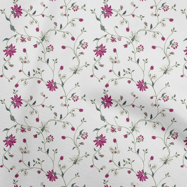 oneOone Cotton Poplin White Fabric Floral Craft Projects Decor Fabric Printed By The Yard 42 Inch Wide