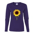 thumbnail image 2 of Sunflower Christian Faith Cross Inspirational/Christian Womens Graphic Long Sleeve T-Shirt, Purple, 2XL, 2 of 3
