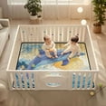 thumbnail image 2 of WOBOGO Blue Dolphin Baby Playmats Extra Large Waterproof Rollable Activity Pads for Toddlers 50×50inch, 2 of 7
