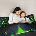thumbnail image 4 of jejeloiu Gamer Gaming Twin Bedding Sets 7-Piece,Modern Video Game Bedding Comforter Set,Green Geometric Hexagon Sheet Sets For Child,Lightweight Room Decorative Reversible, 4 of 8