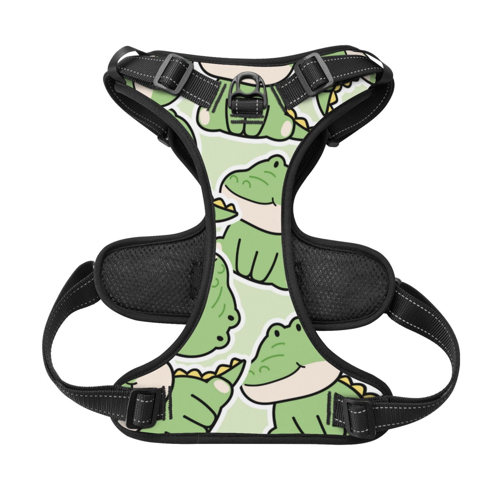 Kdxio Cute Crocodile Print No Pull Dog Harness Adjustable Reflective Oxford Easy Control Medium Large Dog Harness for Training and Everyday-Large