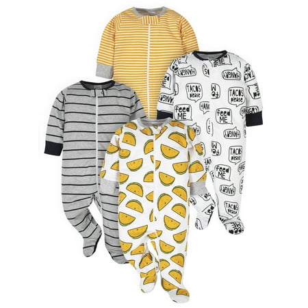 Onesies Brand Baby Boy Sleep 'n Plays Footed Pajamas, 4-Pack (Newborn - 6/9M)