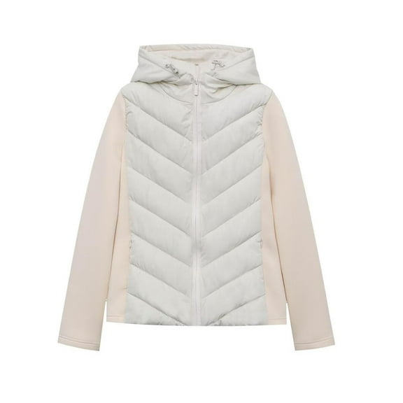 Lenago Winter Clothing for Women Casual Oversize Solid Color Hooded Long Sleeve Hooded Parkas Lightweight Puffer Jacket(White M)