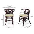 thumbnail image 3 of SK New Interiors Dining Furniture Borneo Set of 2 Natural Rattan Chairs w/Cream Cushion and Oval Table w/Glass, Dark Brown, 3 of 11