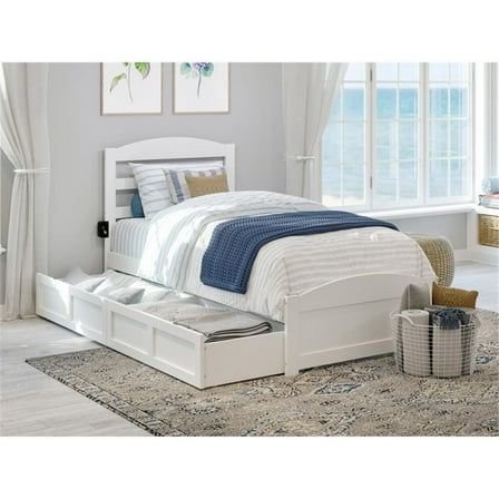 AFI Warren Solid Wood Twin Bed w/ Footboard & Drawers in White