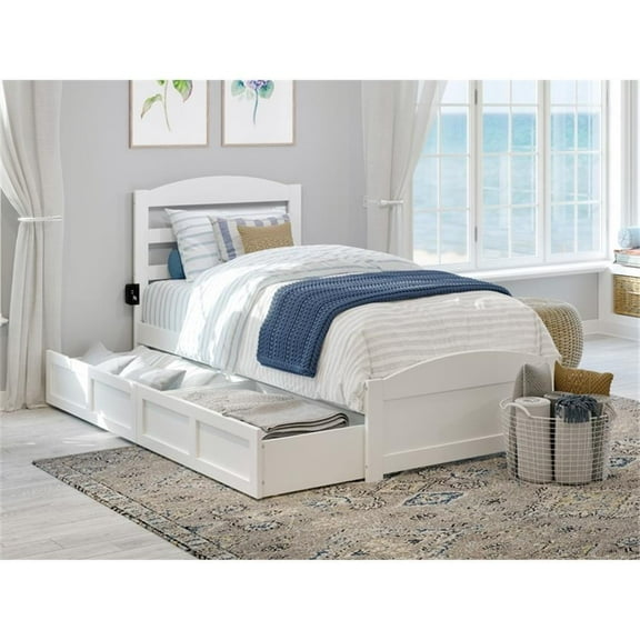 AFI Warren Solid Wood Twin Bed w/ Footboard & Drawers in White