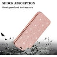 thumbnail image 6 of case for iPhone 14 13 12 11 8 7 SE X XS XR Plus Pro Max Mini Phone Case, Shiny Comcase fortable PU Top Cover + Soft Clear Back Cover with Card Holder Finger Ring, Full Wrap-Around Bumper(Pink,XR), 6 of 7