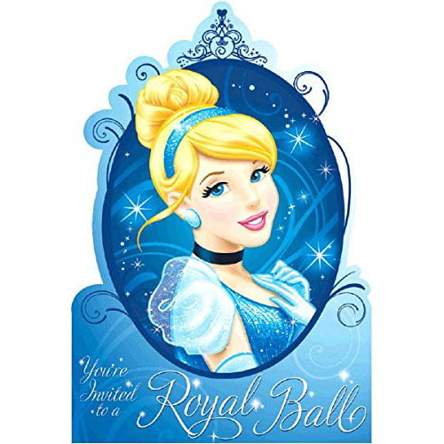 Disney PRINCESS Cinderella Snow White BIRTHDAY Party INVITATIONS Flat Cards Env 