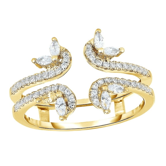 AFFY White Natural Diamond Solitaire Enhancer Ring in 14k Yellow Gold (0.75 Cttw)