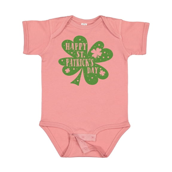 Inktastic Happy St. Patrick's Day Shamrock in Green Boys or Girls Baby Bodysuit