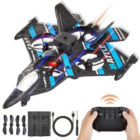Lictin RC Planes for Kids, 2.4GHZ Remote Control Airplane for Boys, Foam Airplane Toys with LED Lights, 360° Flips, RC Aircraft Toy Gift for Adults Beginners