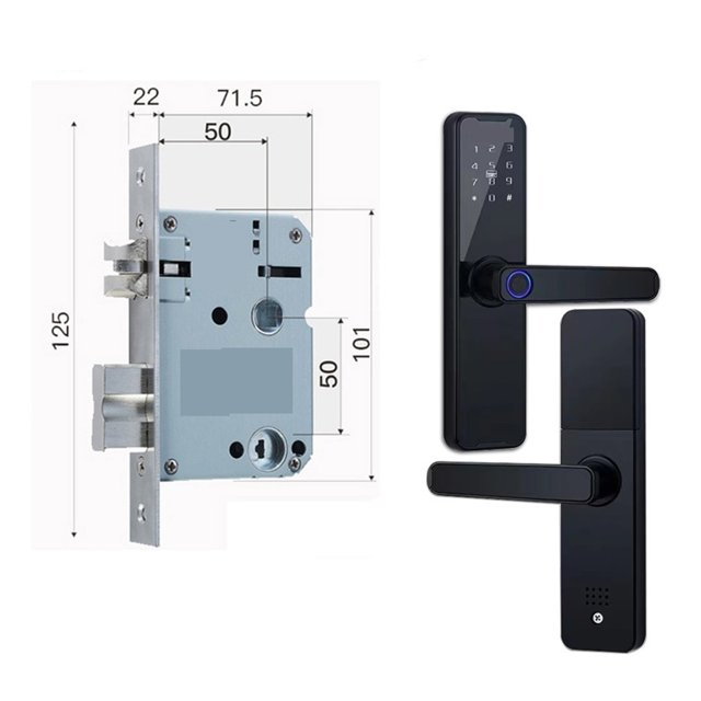 Door Lock, Biometric Fingerprint Door Lock Black Smart Lock Tuya App Remote Unlocking Password Keyless Lock Electronic Door Lock ,Easy to Install