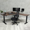thumbnail image 4 of Desky Hardwood L-Shape Sit Stand Desk - Saman / 72 X 30 X 70 X 24 Inches / White, 4 of 7