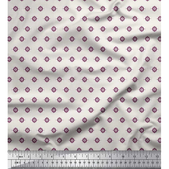 Soimoi Silk Fabric Block Shirting Print Sewing Fabric Yard 42 Inch Wide