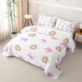 thumbnail image 3 of Manfei Kawaii Bow Rabbit Quilt Full,Cartoon Animal Full Bedspread Sets,3-Piece,1 Coverlet and 2 Pillowcases, 3 of 7