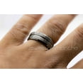 thumbnail image 4 of Grooved Center Gunmetal Tungsten Ring Men's Beveled Edge Dark Gray Tungsten Carbide Wedding Band Anniversary Ring - 977GMs8, 4 of 4