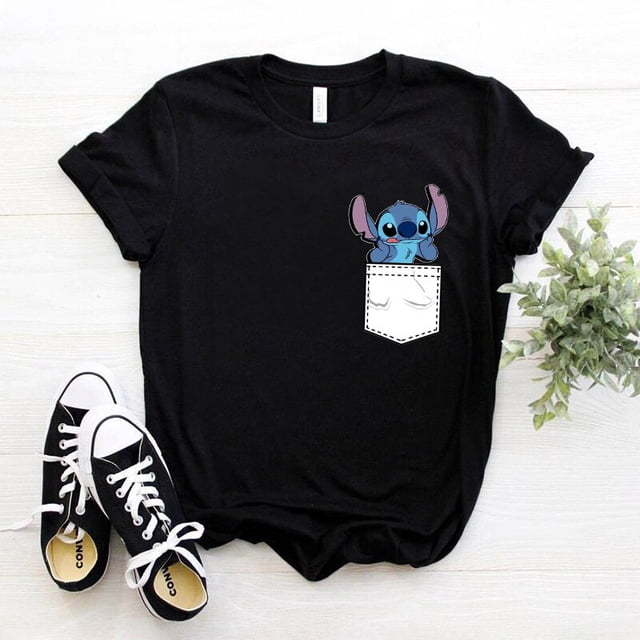Disney Kawaii Lilo Stitch Funny Cartoon T Shirt Women Stitch Cute Manga T-shirt Y2k Graphic Tshirt Streetwear Top Tees FemaleL Gao Jinjia LED