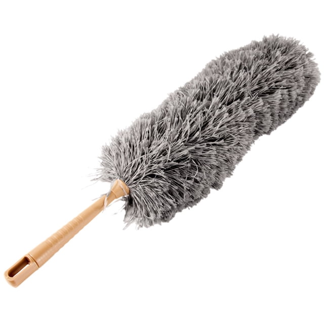 Plumero retráctil curvo para limpieza del hogar, plumero de microfibra superfino, estilo normal, sin función de escalado (plateado y gris).