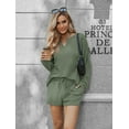 thumbnail image 4 of Ekouaer Pajama Set for Women Waffle Knit Lounge Sets Long Sleeve Top and Shorts Sleepwear Matching Loungewear, 4 of 6