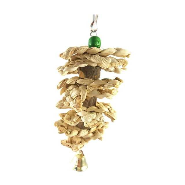 Mascota loro masticar juguetes pájaro loro rasgando juguete con campana para amor pájaro Madera de cáscara de maíz Zulema juguetes de loro