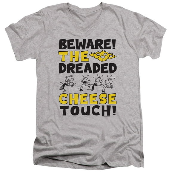 Diary of a Wimpy Kid Beware of The Cheese Touch Unisex Adult V-Neck T Shirt (Large) Athletic Heather