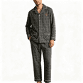 thumbnail image 2 of TKKCS Mens 100% Cotton Long Sleeve Pajama Set Soft Loose Fit Button Down Notch Collar Sleep Loungewear with Pockets Black L, 2 of 2