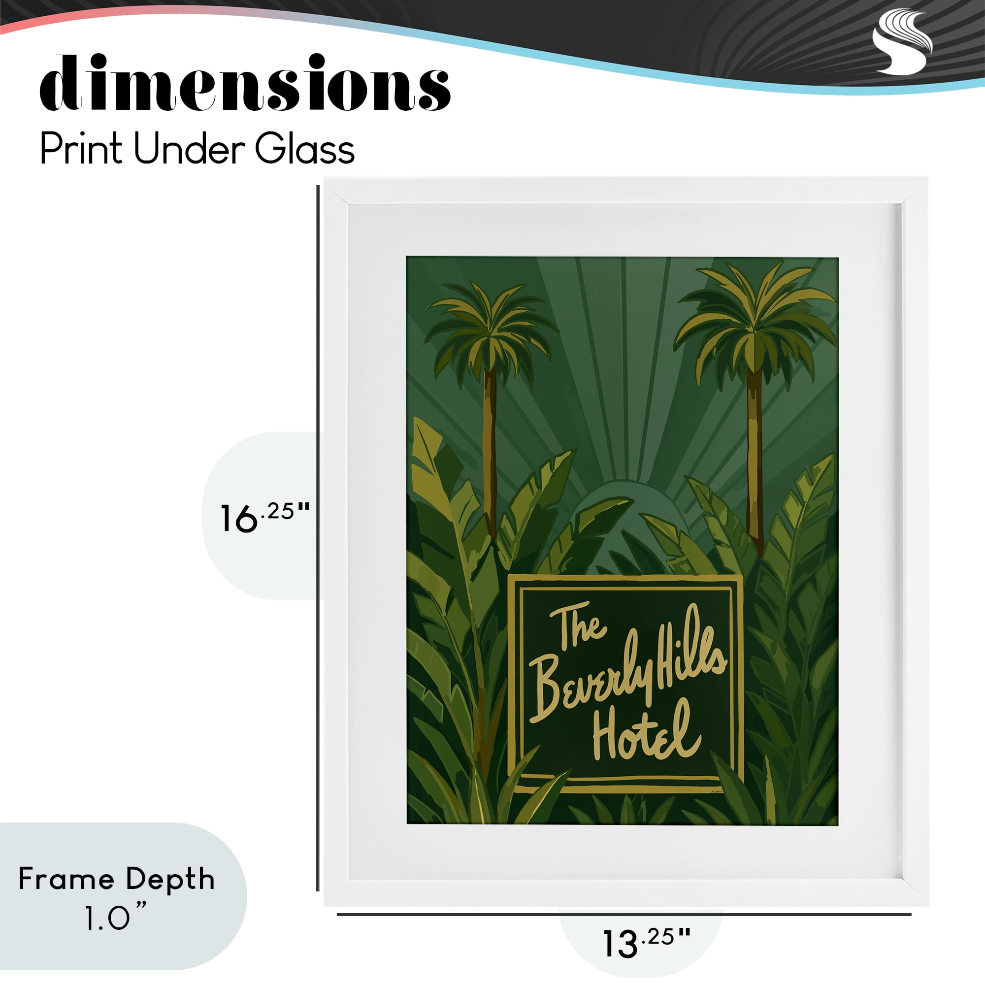 Stupell Industries Retro Beverly Hills Hotel White Framed Print Under Glass, design by Amelia Noyes