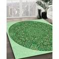 thumbnail image 3 of Ahgly Company Machine Washable Indoor Round Transitional Forest Green Area Rugs, 4' Round, 3 of 7